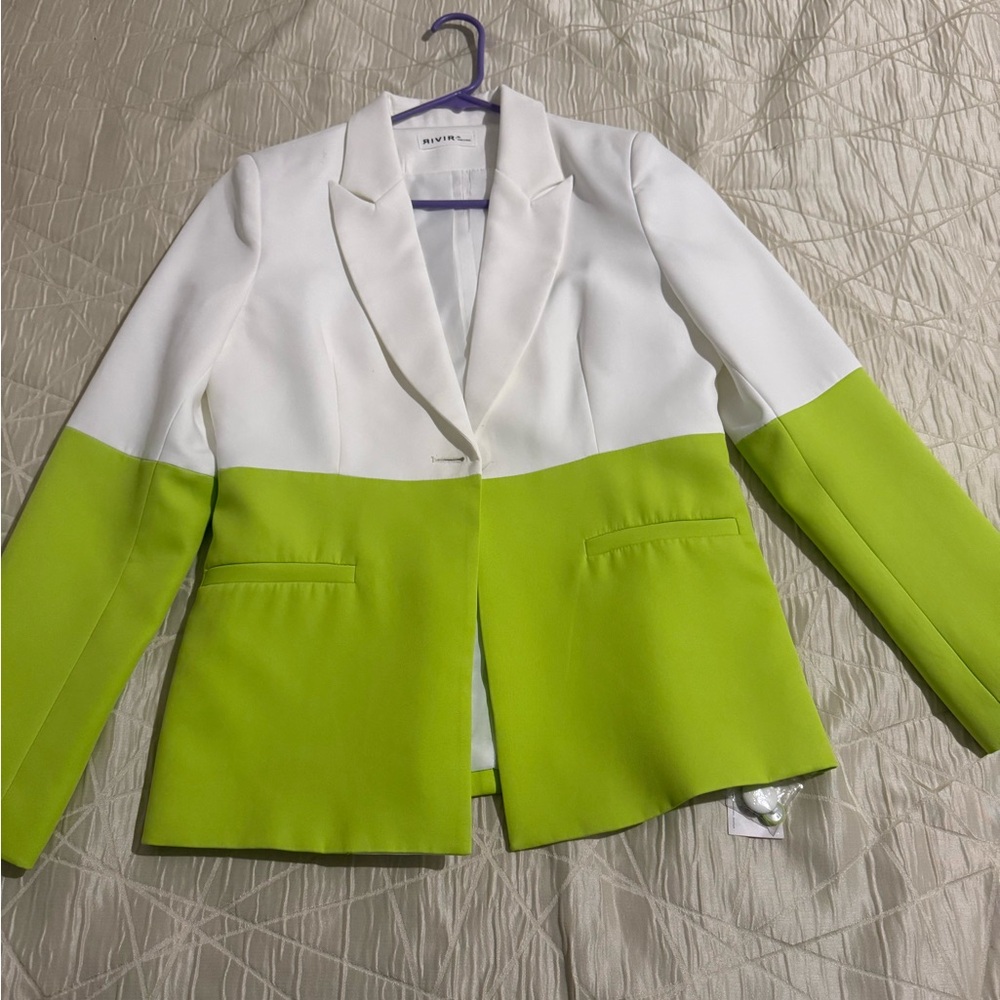 River Island White and Lime Blazer